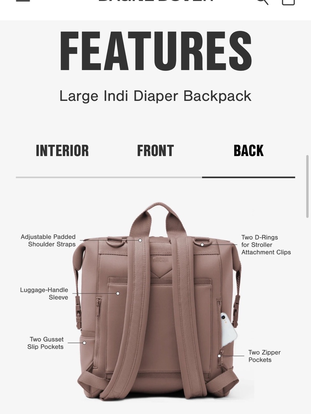 Dagne Dover Diaper Backpack, INDI NEOPRENE DIAPER BACKPACK, Large, Onyx - Picture 14 of 16